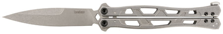 Kershaw 5050 Moonsault Butterfly 4.60" Plain Spear Point 14C28N Steel Blade, Stainless Handle