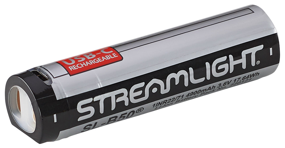 Streamlight 22111 SL-B50 Li-Ion USB-C Rechargeable Battery Pack 4900mAh Silver/Black, Single