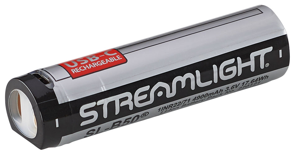 Streamlight 22111 SL-B50 Li-Ion USB-C Rechargeable Battery Pack 4900mAh Silver/Black, Single