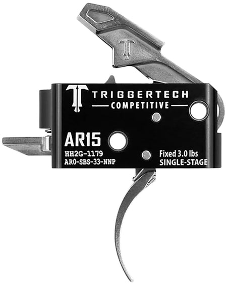 TriggerTech AR0SBS33NNP AR-15 Competitive Stainless Pro Curved Trigger, Single-Stage 3 lbs Fixed