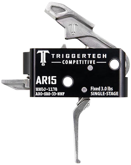 TriggerTech AR0SBS33NNF AR-15 Competitive Stainless Flat Trigger, Single-Stage 3 lbs Fixed
