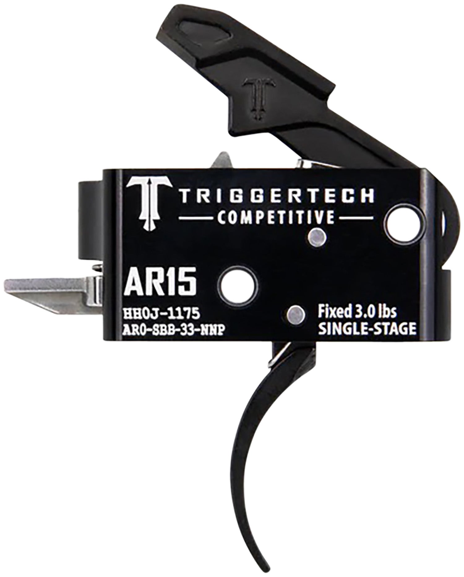 TriggerTech AR0SBB33NNP AR-15 Competitive Pro Curved Trigger, Single-Stage 3 lbs Fixed