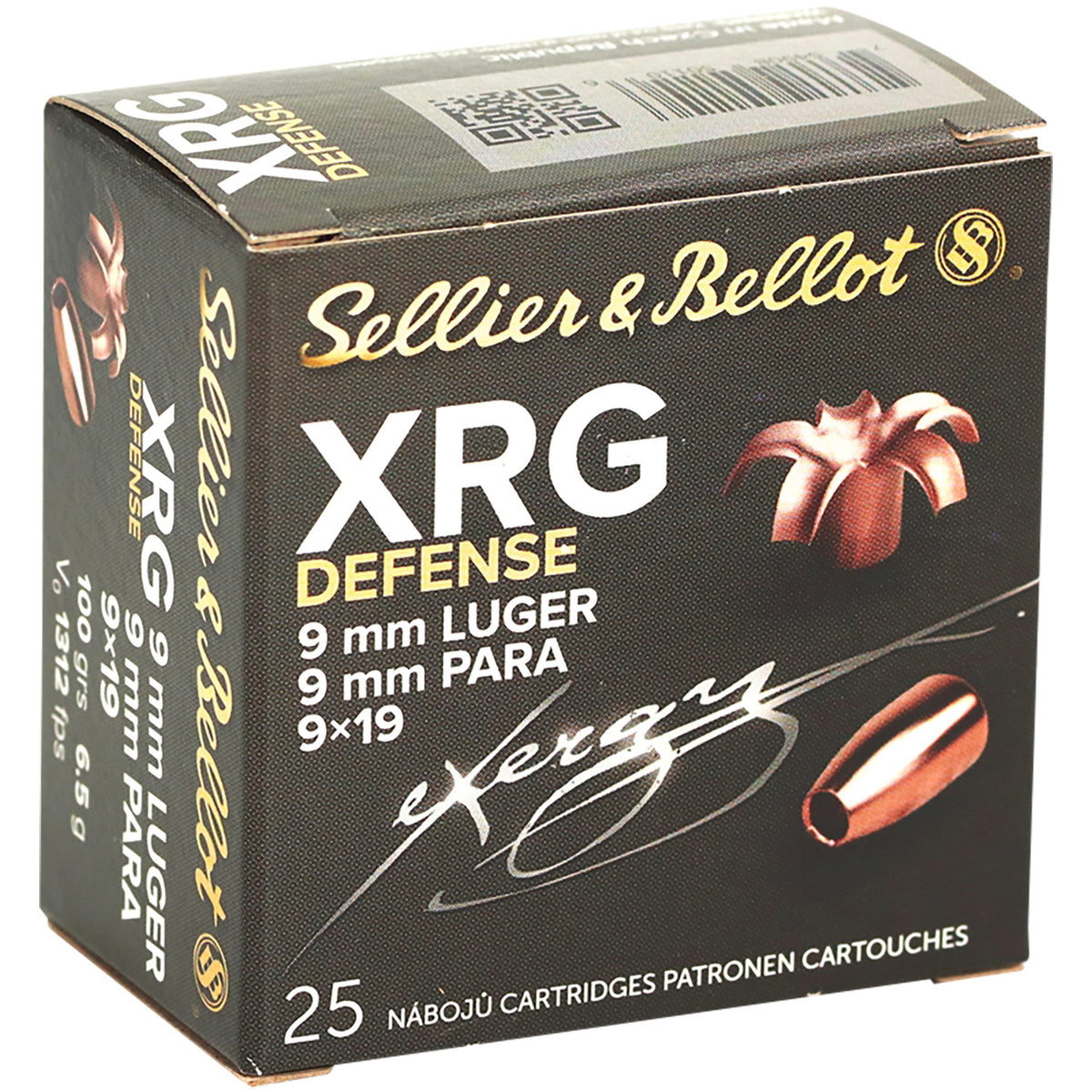Sellier & Bellot (S&B) XRG Solid Copper Hollow Point 100 Grain 9mm Luger/Parabellum 1312 fps 754908501106