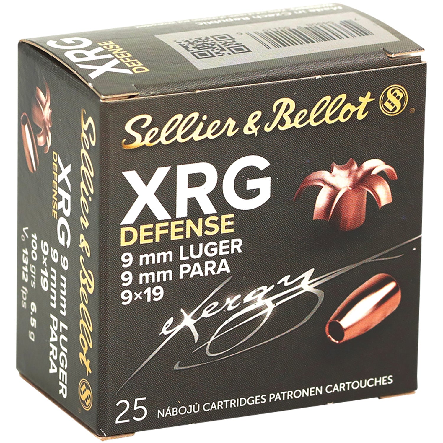 Sellier & Bellot (S&B) XRG Solid Copper Hollow Point 100 Grain 9mm Luger/Parabellum 1312 fps 754908501106
