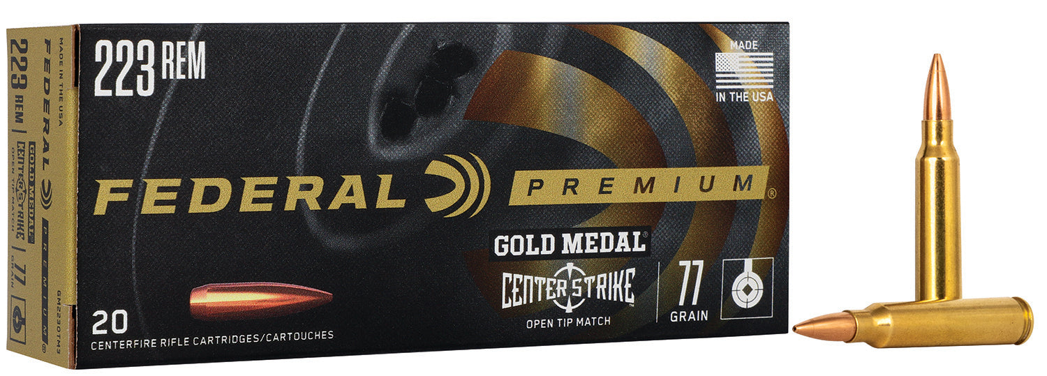 Federal Premium Gold Medal Open Tip Match 77 Grain .223 Remington 2720 fps 604544685145