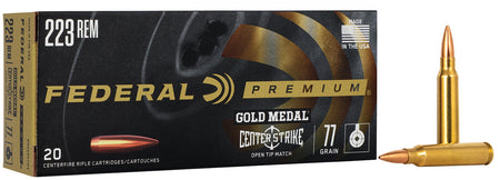 Federal Premium Gold Medal Open Tip Match 77 Grain .223 Remington 2720 fps 604544685145