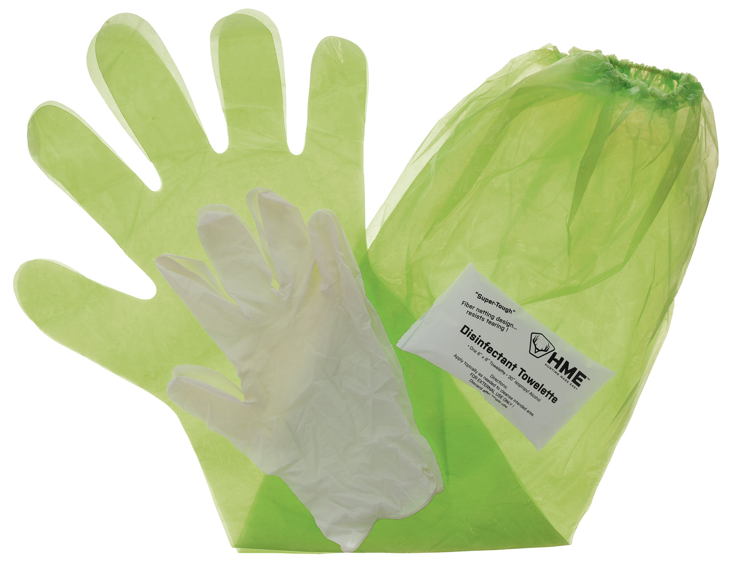 HME GCG Lime Green Game Cleaning Gloves Shoulder Length and Form Fitting Pair