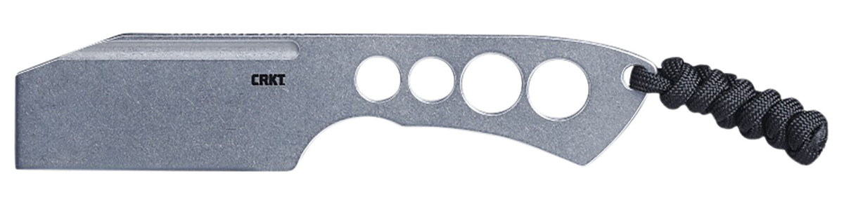 CRKT 2130 Razel Chisel 2" Plain Edge Fixed Blade Knife Stonewashed SS Blade Skeletonized Handle with Sheath and Cord Fob