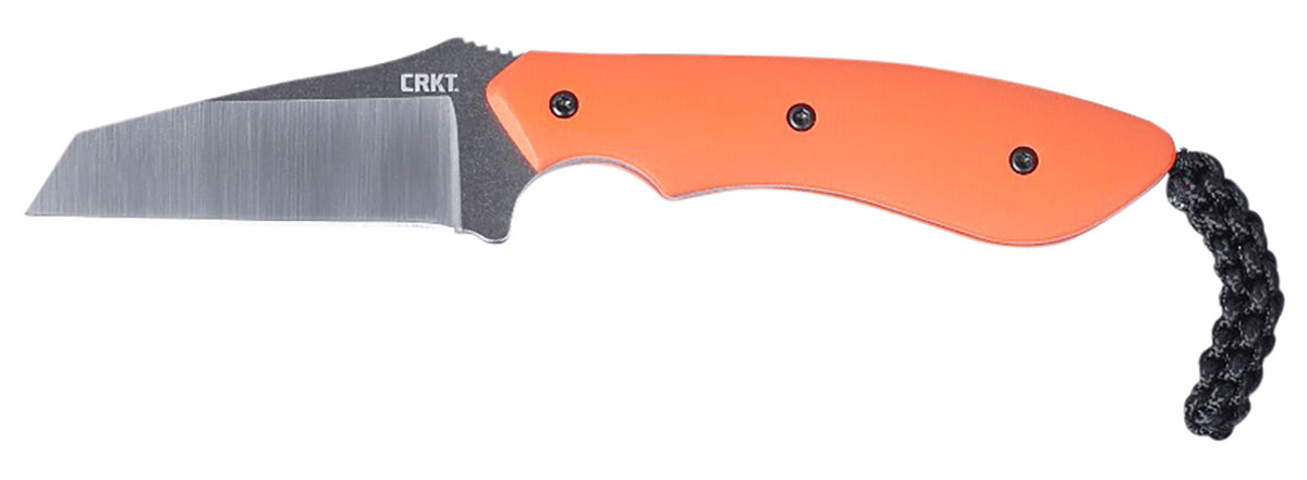 CRKT 2399 S.P.I.T. 2.29" Plain Edge Fixed Blade Stonewashed Stainless Steel Blade Orange G10 Handle with Sheath