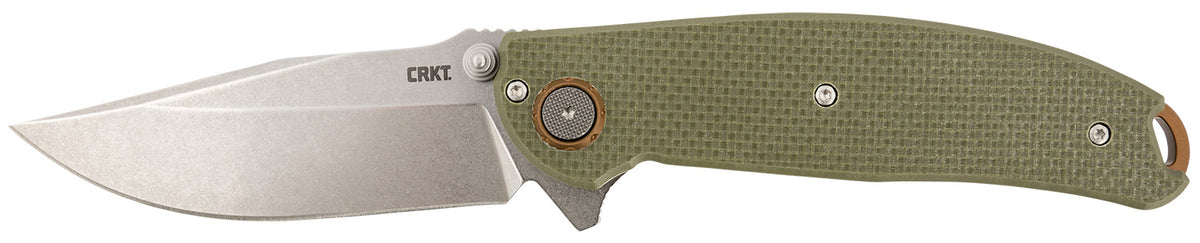 CRKT 2471 Butte 3.36" Assisted Opening Folding Knife Plain D2 Steel Blade OD Green G10 Handle and Pocket Clip