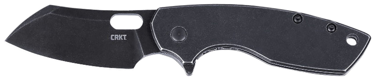 CRKT 5315KS Pilar Large 2.67" Flipper Folding Knife Black Stonewashed SS Blade Stainless Handle Two Position Pocket Clip