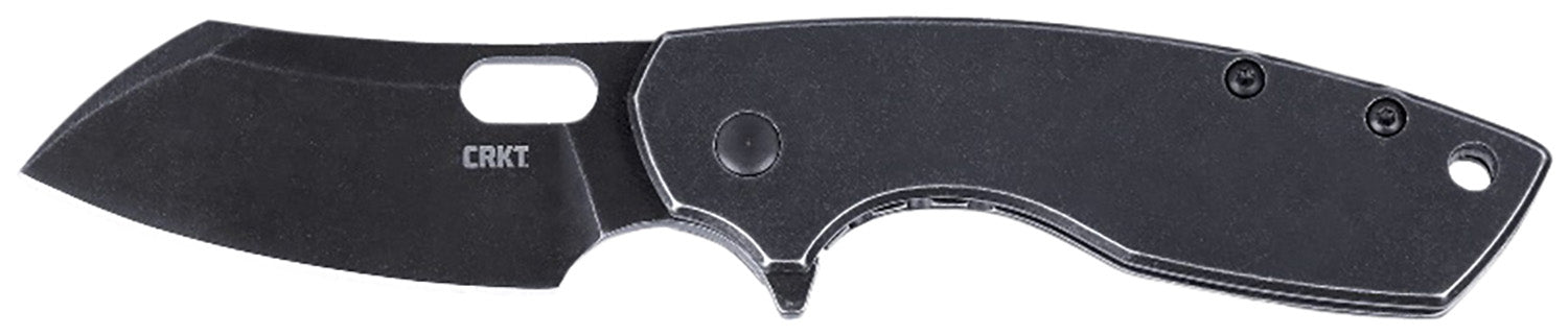 CRKT 5315KS Pilar Large 2.67" Flipper Folding Knife Black Stonewashed SS Blade Stainless Handle Two Position Pocket Clip
