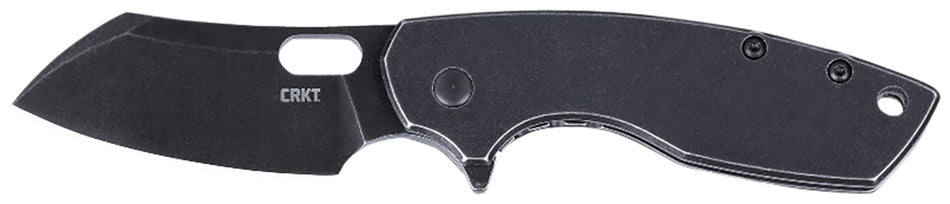 CRKT 5315KS Pilar Large 2.67" Flipper Folding Knife Black Stonewashed SS Blade Stainless Handle Two Position Pocket Clip