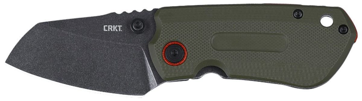 CRKT 6277 Overland Compact 2.24" Plain Edge Folding D2 Steel Blade Green G10 Handle Orange Anodized Accents and Pocket Clip