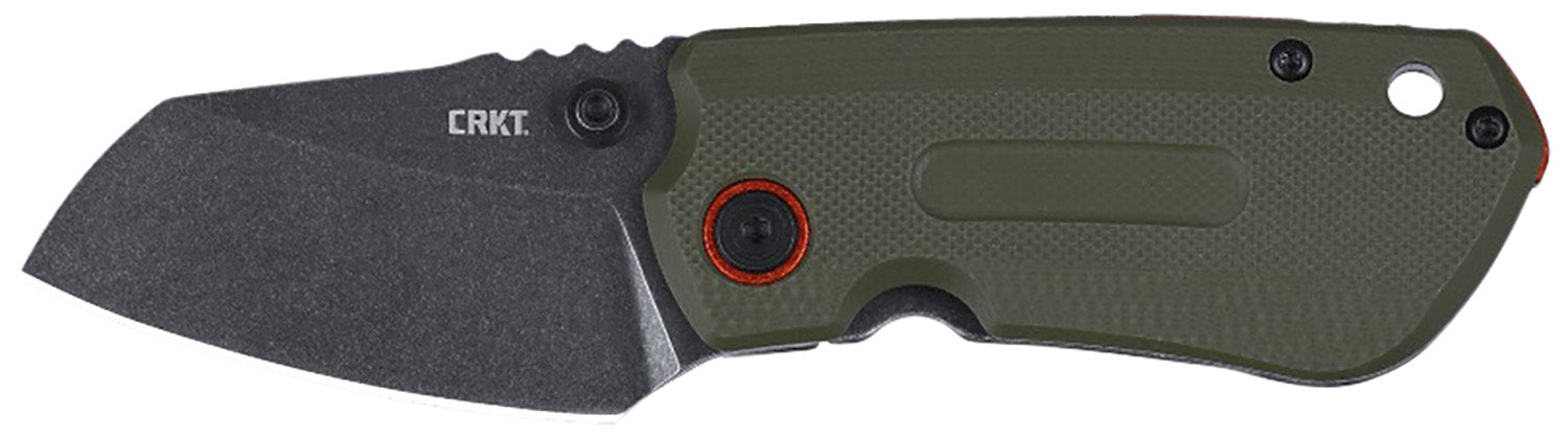 CRKT 6277 Overland Compact 2.24" Plain Edge Folding D2 Steel Blade Green G10 Handle Orange Anodized Accents and Pocket Clip