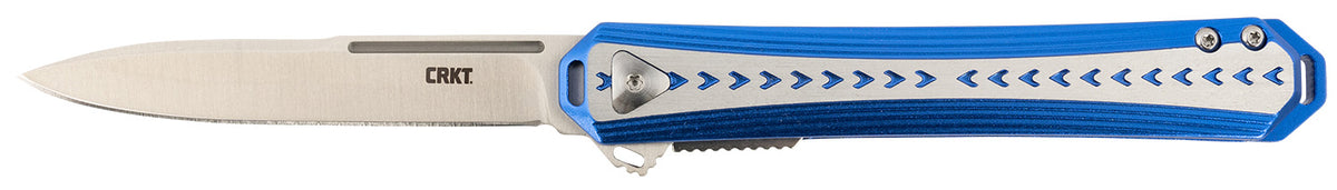 CRKT 6710 Stickler 3.38" Assisted Opening Folding Knife 12C27 Sandvik Blade Blue Silver Aluminum Handle Includes Pocket Clip