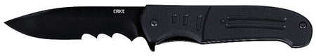 CRKT 6885 Ignitor Assisted Opening Folder 3.48" Drop Point Part Serrated 8Cr13MoV SS Blade, Black G10 Handle