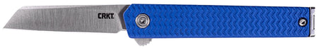 CRKT 7083 CEO Micro Flipper 2.21" Plain Sheepsfoot 12C27 Blade, Blue Textured Aluminum Handle with Silver Liner