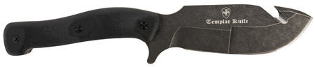 Templar HBK321 Reagan Field Dressing 4.60" Fixed Gut Hook Plain Powder Coated D2 Blade, Black G10 Handle