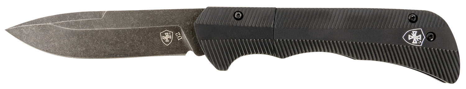 Templar AAABK321 Auto Assist 3.50" Folding Drop Point Black Oxide Stonewashed D2 Steel Blade, Aluminum Handle