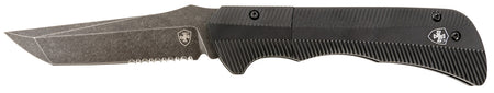 Templar AAABK521 Auto Assist 3.50" Folding Tanto Part Serrated Stonewashed D2 Steel Blade, Aged Aluminum Handle