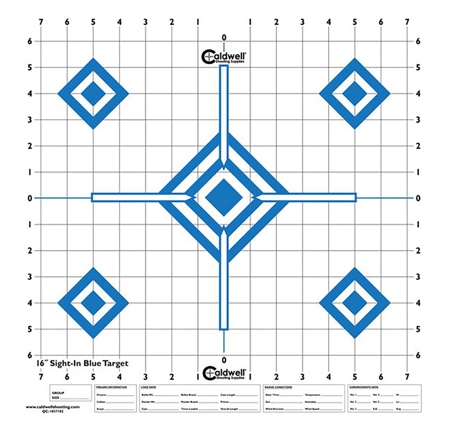Caldwell 1175521 Diamond Self-Adhesive Paper Target Universal 16" Blue and White 10-Pack