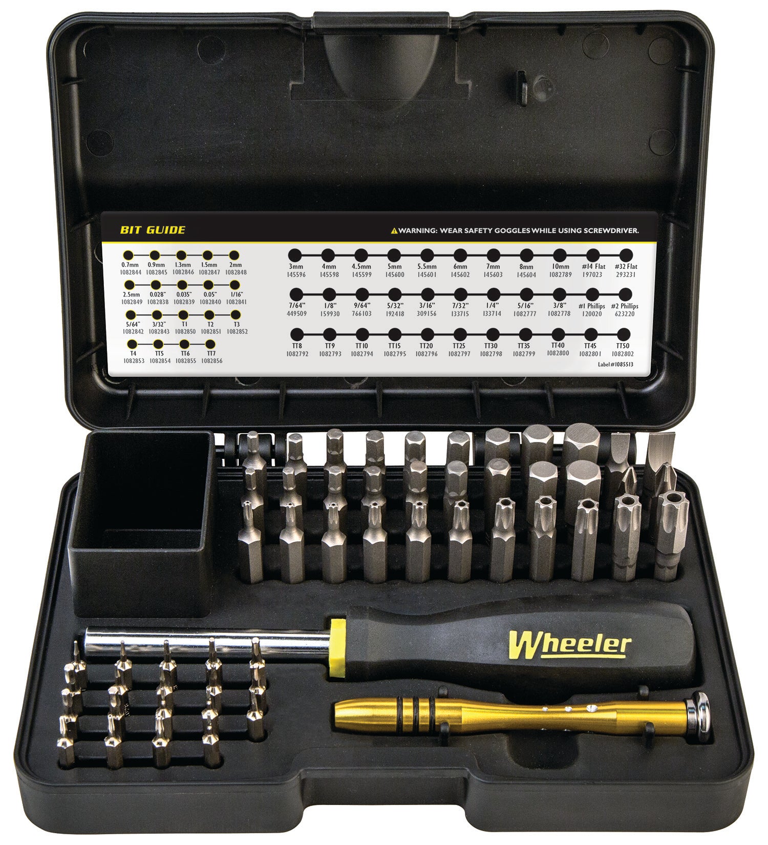 Wheeler SAE/Metric Hex and Torx Bit Set, 65 Pieces, Magnetized Tip, Molded Case