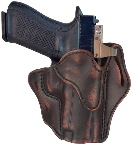 1791 Gunleather BH2.3 Optic Ready Open Top OWB Holster Vintage Leather Belt Slide Fits Glock 17/20/21/22/31/34/35/40/41 Right Hand