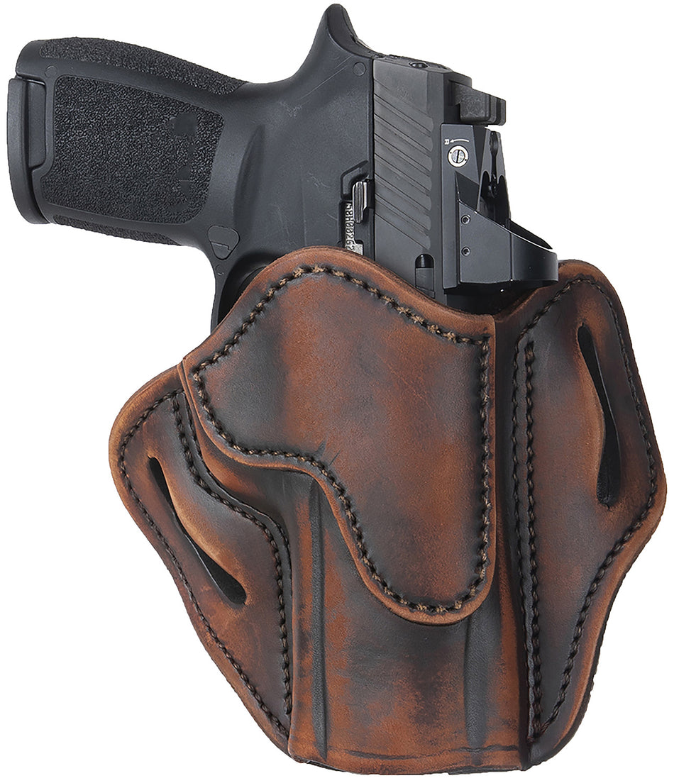 1791 Gunleather BH2.4 Optic Ready Open Top OWB Holster Vintage Leather Belt Slide Fits Sig P320/Walther PPQ/Springfield XD-M Right Hand