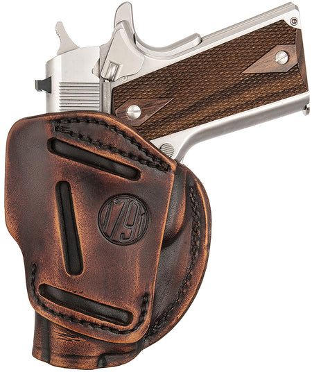 1791 Gunleather 3-Way IWB OWB Leather Holster Size 01 Vintage Fits 1911 3" & 4" / Glock 48 Ambidextrous