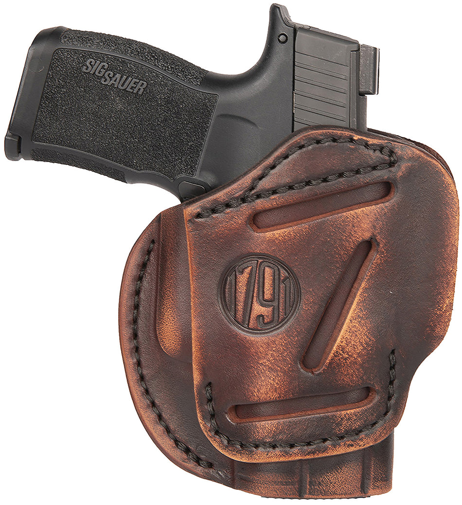1791 Gunleather 3-Way IWB OWB Leather Holster Size 02 Vintage Fits Glock 42/43 & S&W Bodyguard Ambidextrous