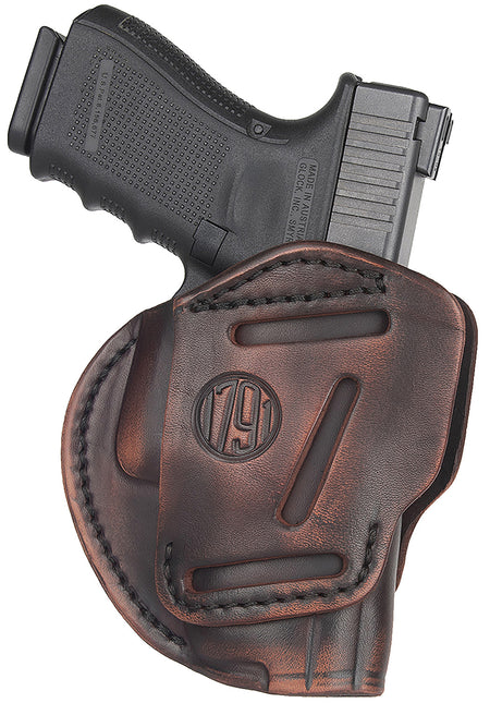 1791 Gunleather 3-Way IWB OWB Leather Holster Size 03 Vintage Fits Glock 26/Ruger LC9/S&W Shield 2.0 Ambidextrous