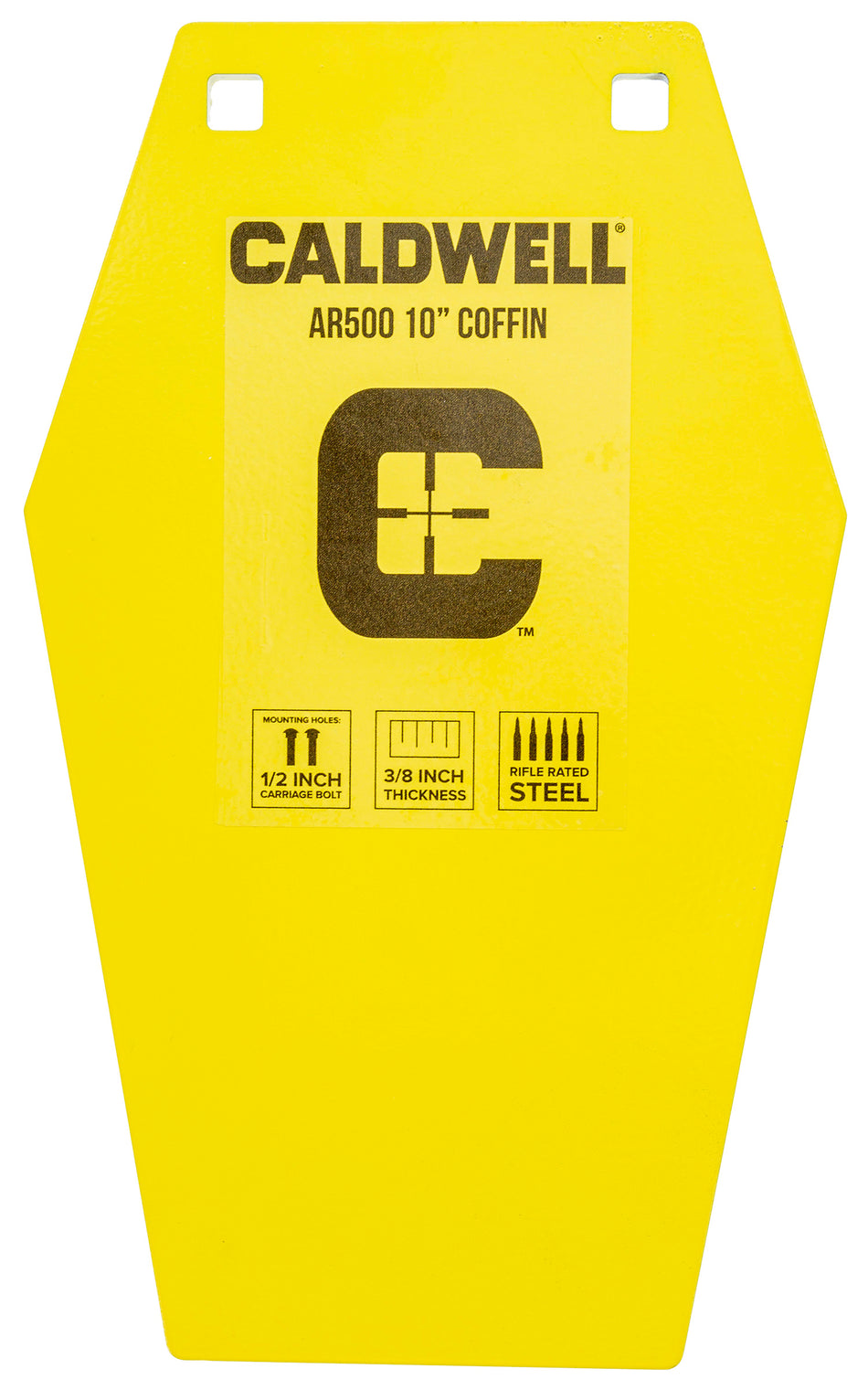 Caldwell 1116693 CP4 Coffin 10" Yellow AR500 Hardened Steel Hanging Range Target