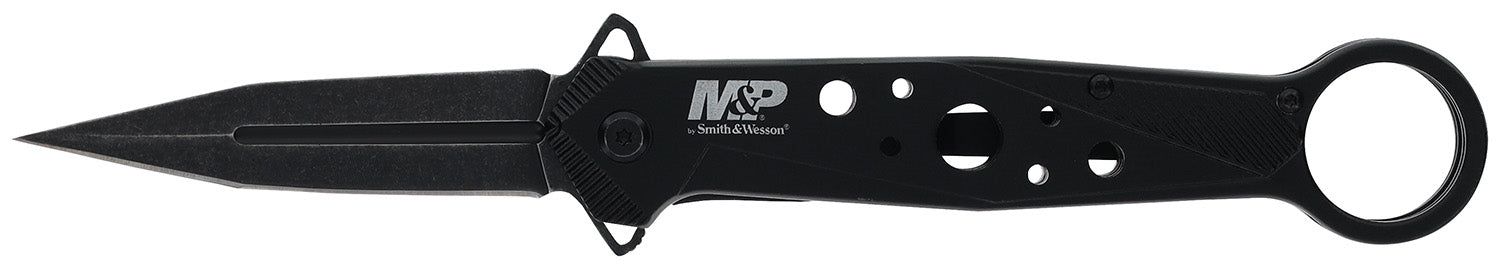 Smith & Wesson M&P Folding Dagger 1193183 Spring Assist Black 8Cr13MoV SS Blade Liner Lock Finger Loop