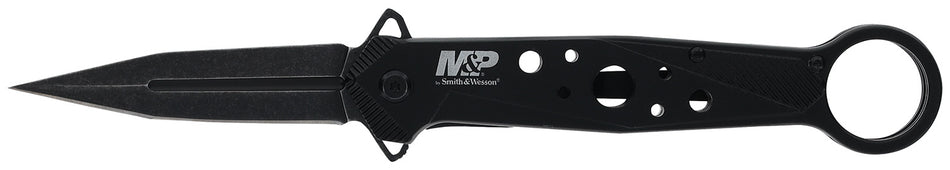Smith & Wesson M&P Folding Dagger 1193183 Spring Assist Black 8Cr13MoV SS Blade Liner Lock Finger Loop