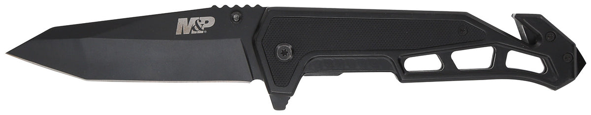 Smith & Wesson Knives 1160826 M&P Body Guard Folding Black 8Cr13MoV SS Blade Steel/G10 Handle Glass Breaker Strap Cutter