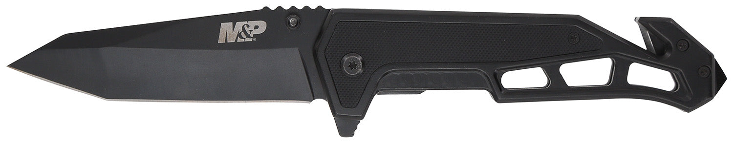 Smith & Wesson Knives 1160826 M&P Body Guard Folding Black 8Cr13MoV SS Blade Steel/G10 Handle Glass Breaker Strap Cutter