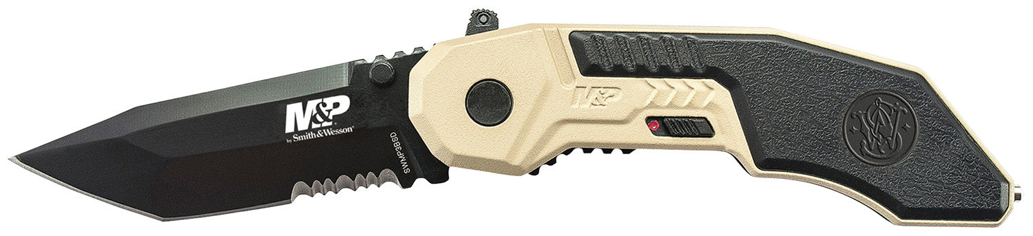 Smith & Wesson SWMP3BSDCP M&P M.A.G.I.C. Folding Pocket Knife 2.80" Part Serrated Black 4034 SS Blade Aluminum Handle