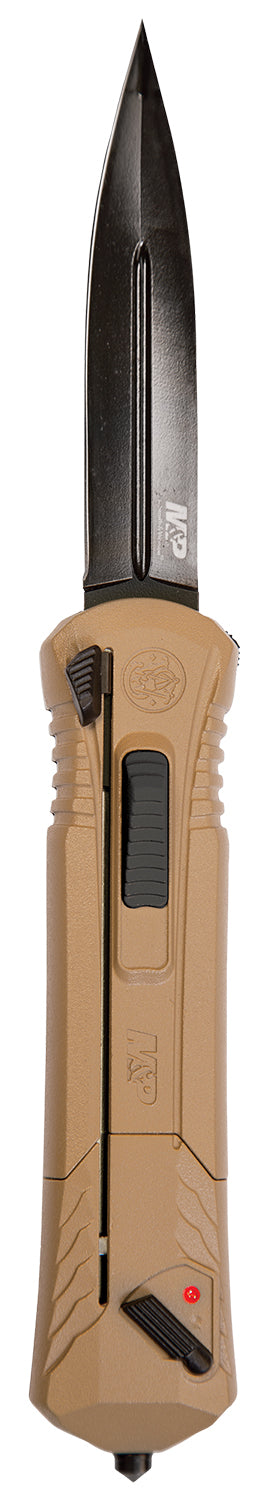 Smith & Wesson Knives 1092050 M&P OTF 3.50" Spear Point Black Oxide AUS-8A Stainless Steel Blade FDE Aluminum Handle