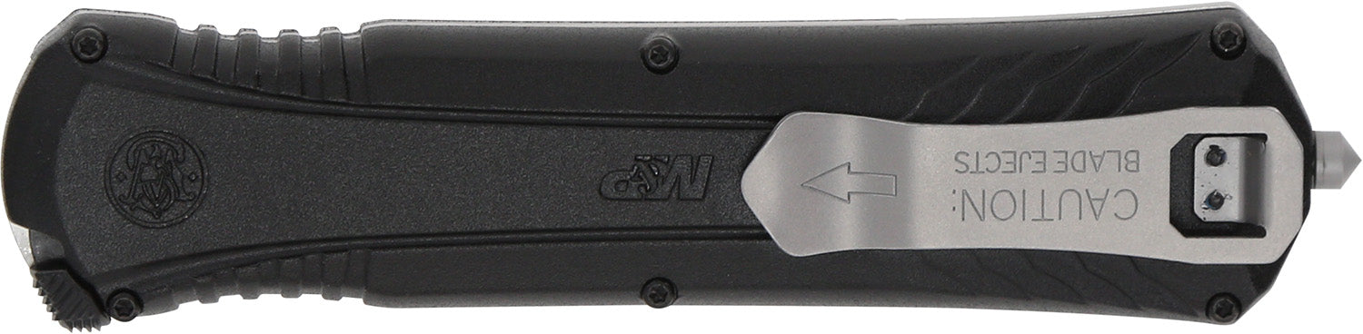 Smith & Wesson Knives 1181878 M&P OTF 3.50" Dagger Plain Satin AUS-8A SS Blade Black 5.16" Handle Glass Breaker