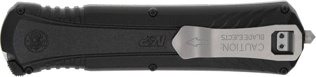 Smith & Wesson Knives 1181878 M&P OTF 3.50" Dagger Plain Satin AUS-8A SS Blade Black 5.16" Handle Glass Breaker