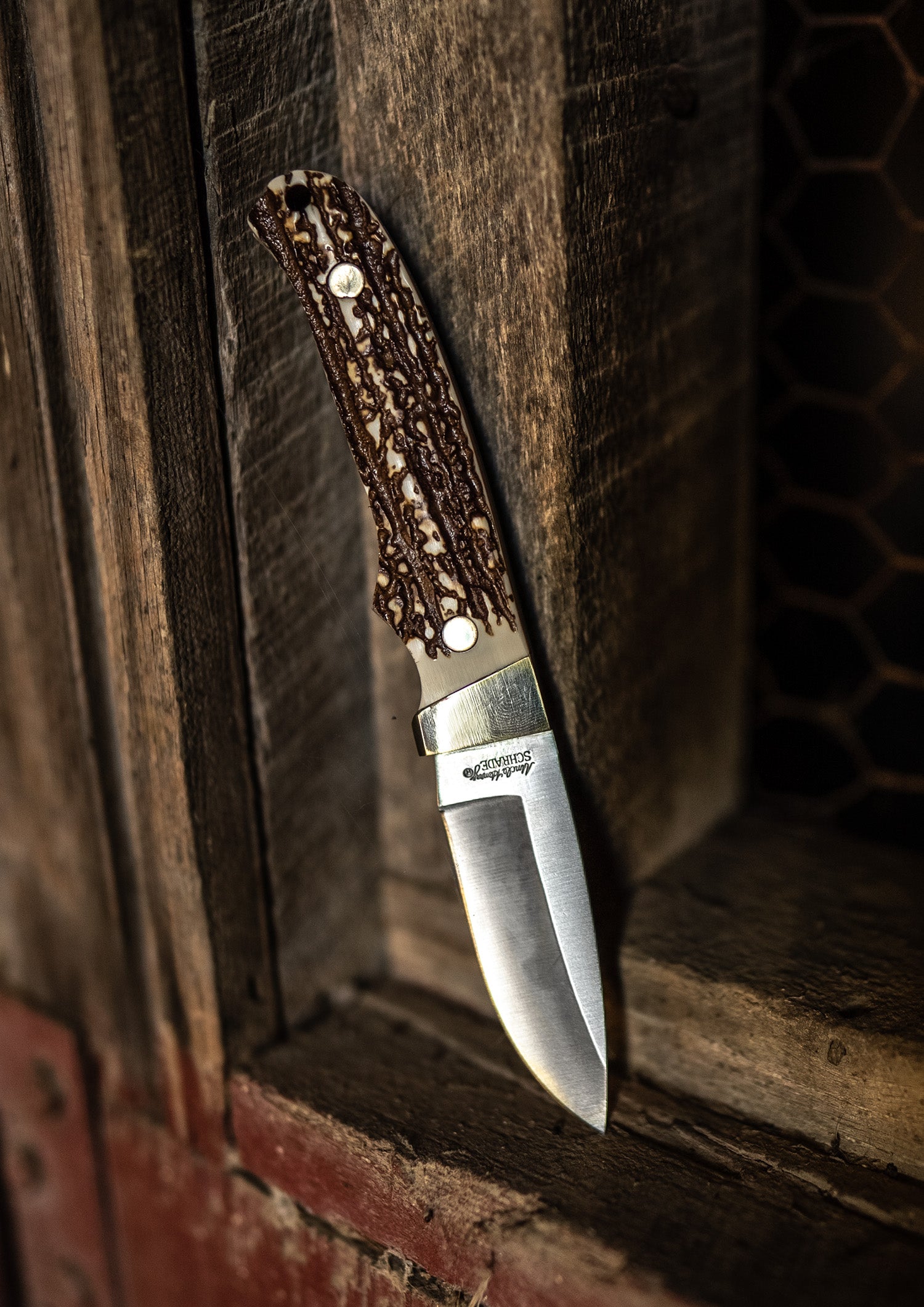 Uncle Henry Next Gen Staglon PH2N 2.80" Fixed Blade Drop Point Hunting Knife with Staglon Handle and Sharpening Stone