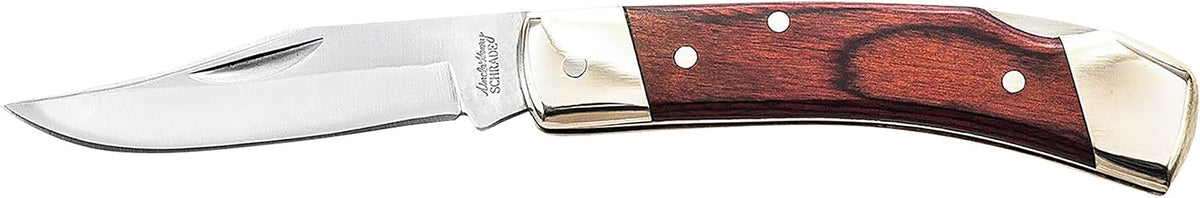 Uncle Henry LB5CP Smokey II 3.70" Folding Clip Point Stainless Steel Knife with Wood Handle and Sheath