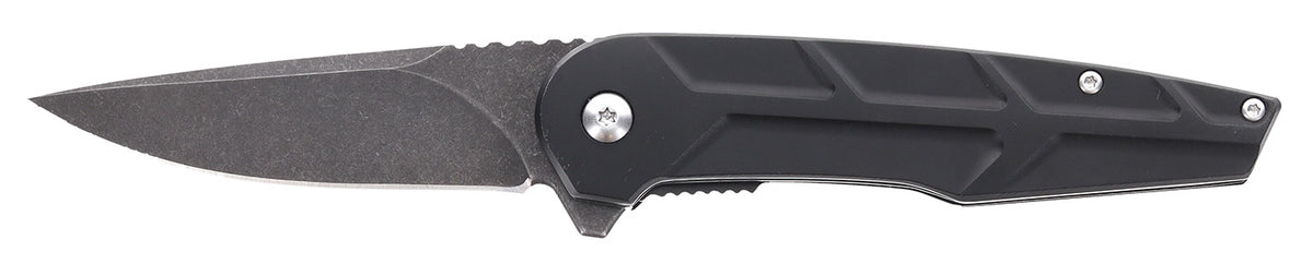 Schrade Reckon Assisted Opening Folding Knife 3.25" Drop Point Dark Stonewash D2 Steel Black Aluminum Handle