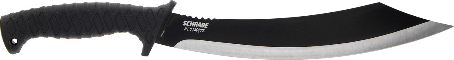 Schrade Decimate Parang 11.75" Fixed Blade Plain Black Oxide 3Cr13 Steel Black Rubber Handle Includes Sheath