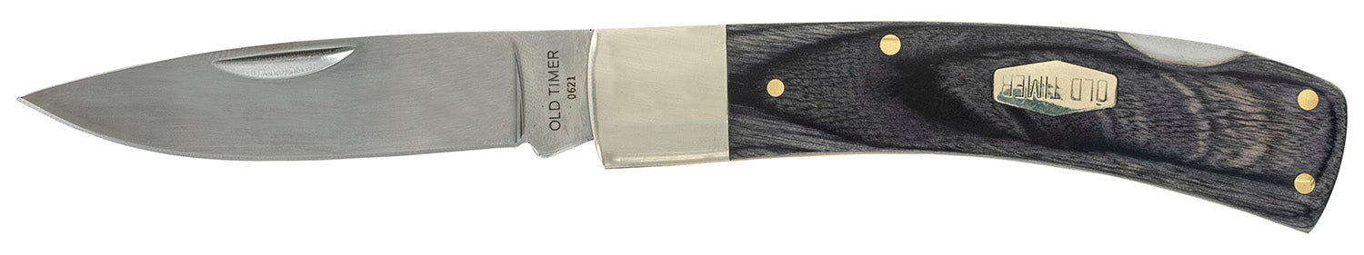 Old Timer 1135989 Heritage Bruin 50th Anniversary Folding Knife 2.80" D2 Drop Point Black Wood Handle