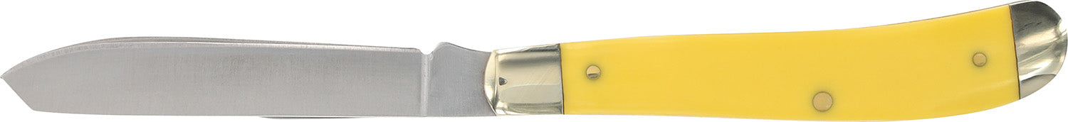 Old Timer 1180011 Gunstock Trapper Folding Knife 3" SS Blade Yellow Handle Nickel Bolsters