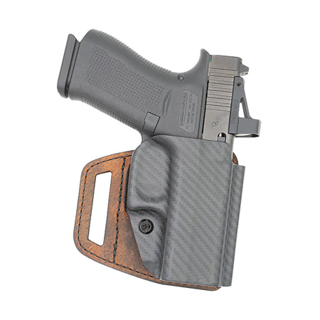 Versacarry V-Slide OWB Holster Brown Leather Polymer Belt Slide for Glock 19 Right Hand