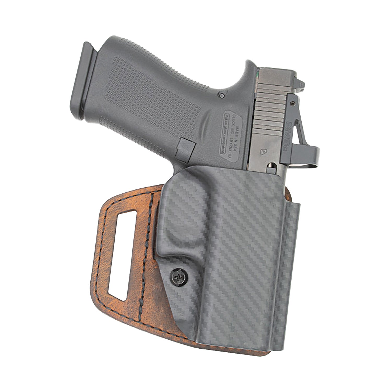Versacarry V-Slide OWB Holster Brown Leather Polymer Belt Slide for M&P Shield Right Hand