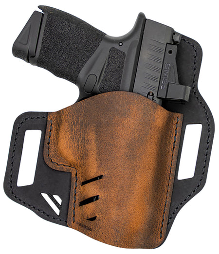 Versacarry Rough Rider Size 02 OWB Black/Brown Leather Belt Slide Holster